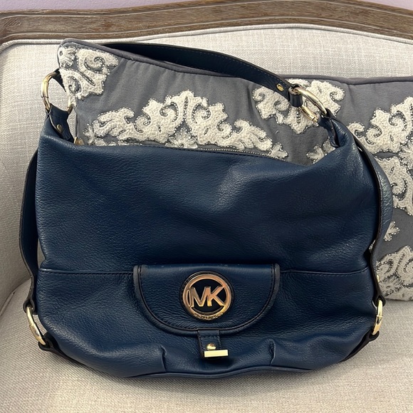MICHAEL Michael Kors Handbags - Michael Kors Fulton Navy Pebbled Leather Hobo Bag